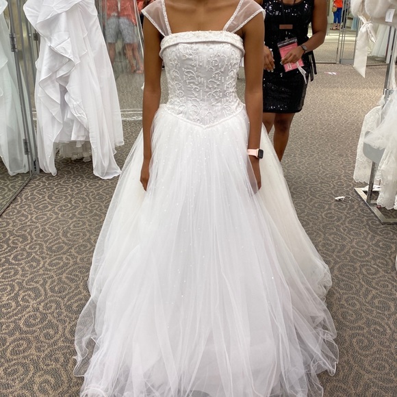 Stunning tulle wedding dress with satin corseted bodice in superb condition! - Picture 1 of 6